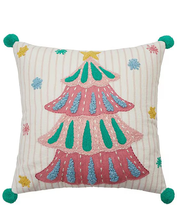 Holiday Brights Tree Pillow – 16" x 16"