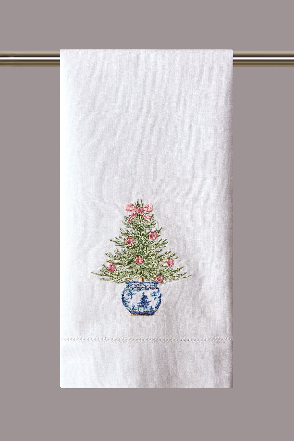 Christmas Tree Embroidered Tea Towel – 14" x 22"