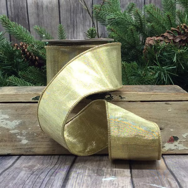 2.5" x 10 Yards Metallic Dupion Ribbon – Light Gold