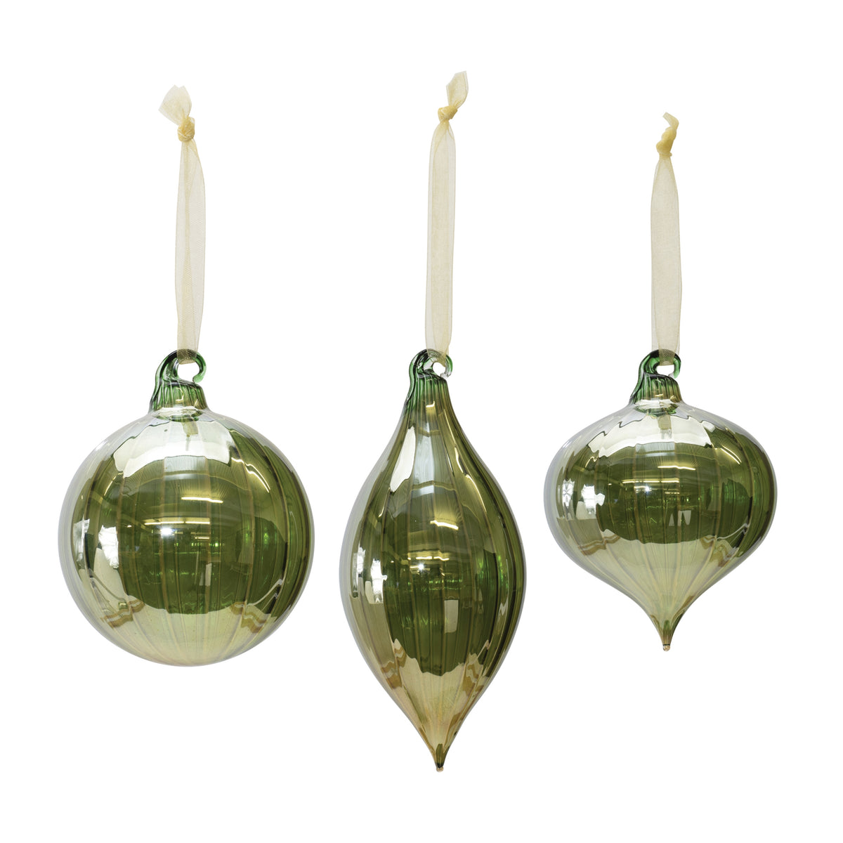 Color-Shift Green Glass Ornaments