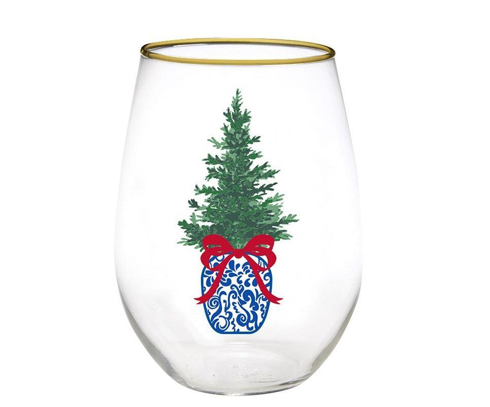 Ginger Jar Tree Stemless Wine Glass