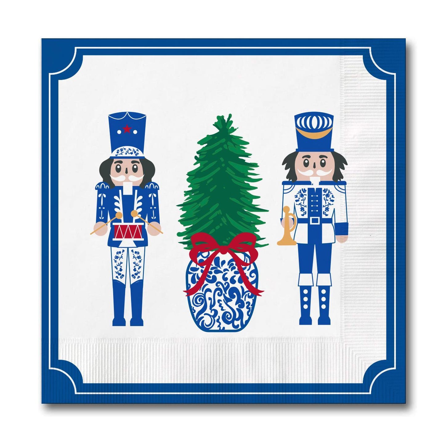 Blue Nutcracker & Chinoiserie Tree Cocktail Napkins | Set of 20