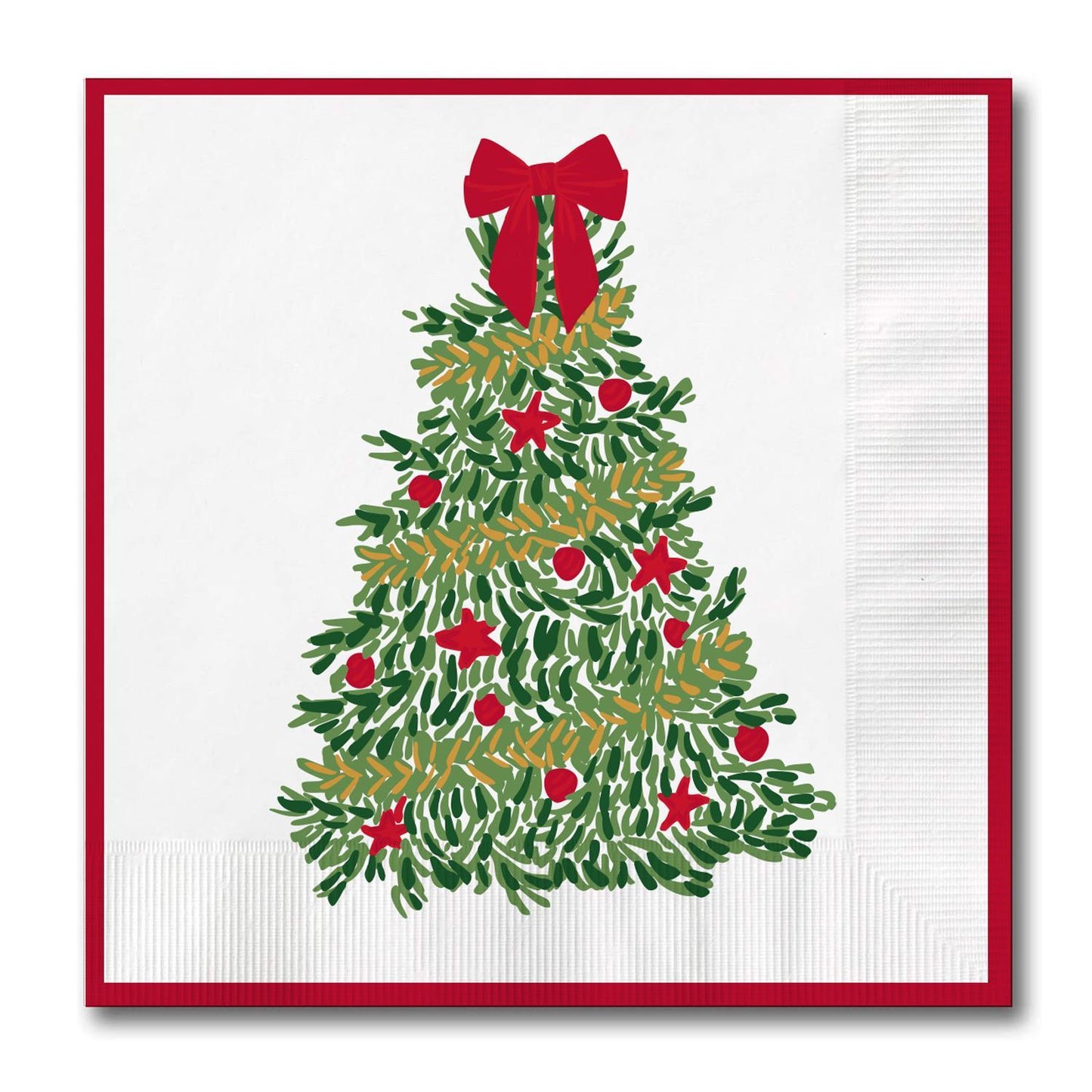 Christmas Tree with Red Bow Cocktail Napkins | Set of 20