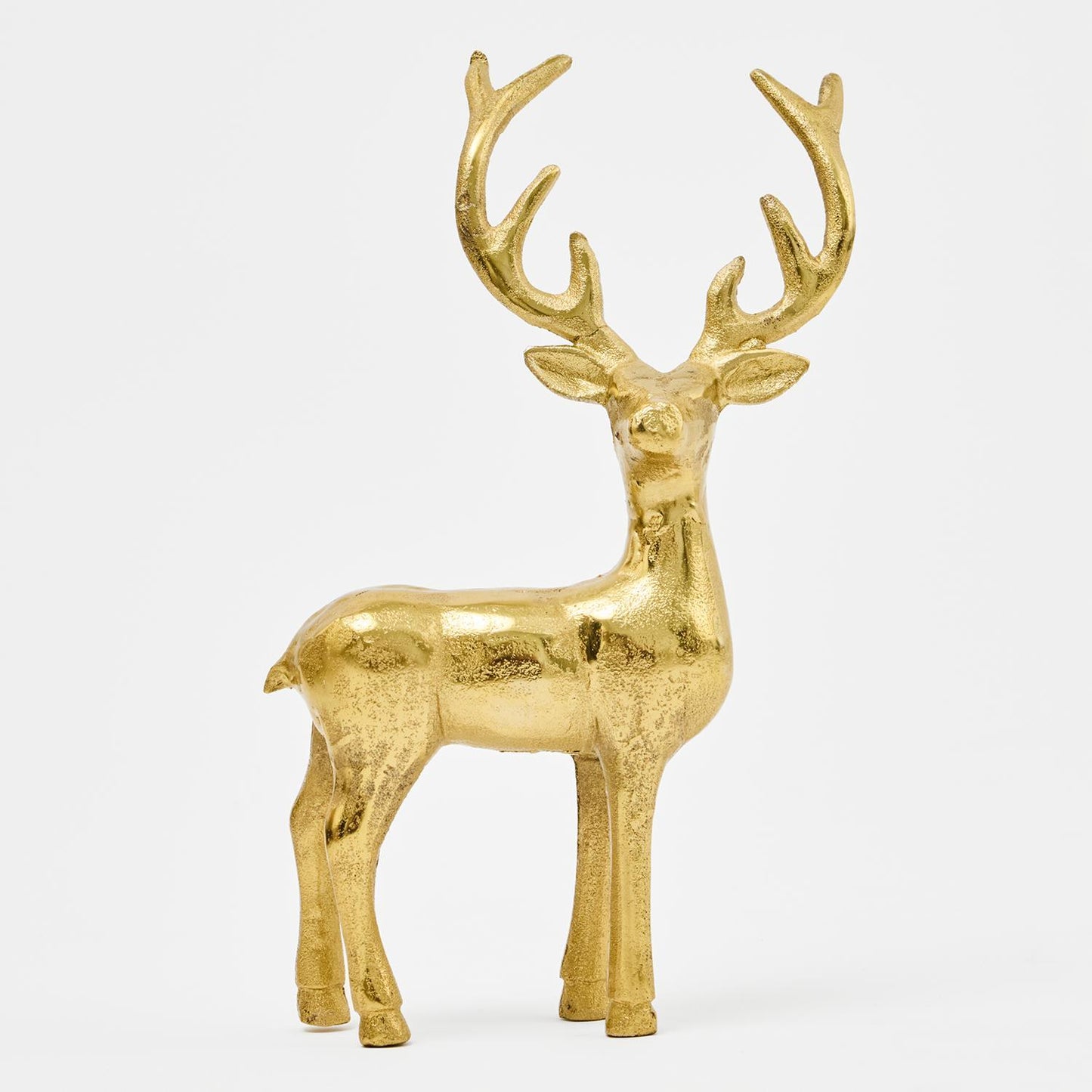 14" Gold Metal Reindeer Figurine