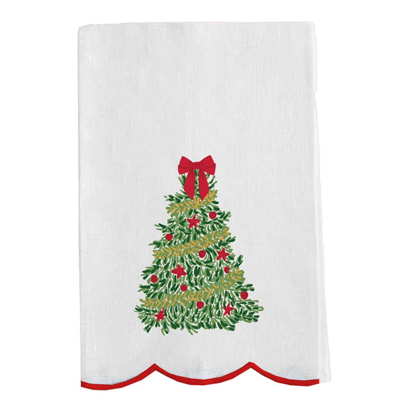 Embroidered Traditional Christmas Tree Tea Towel