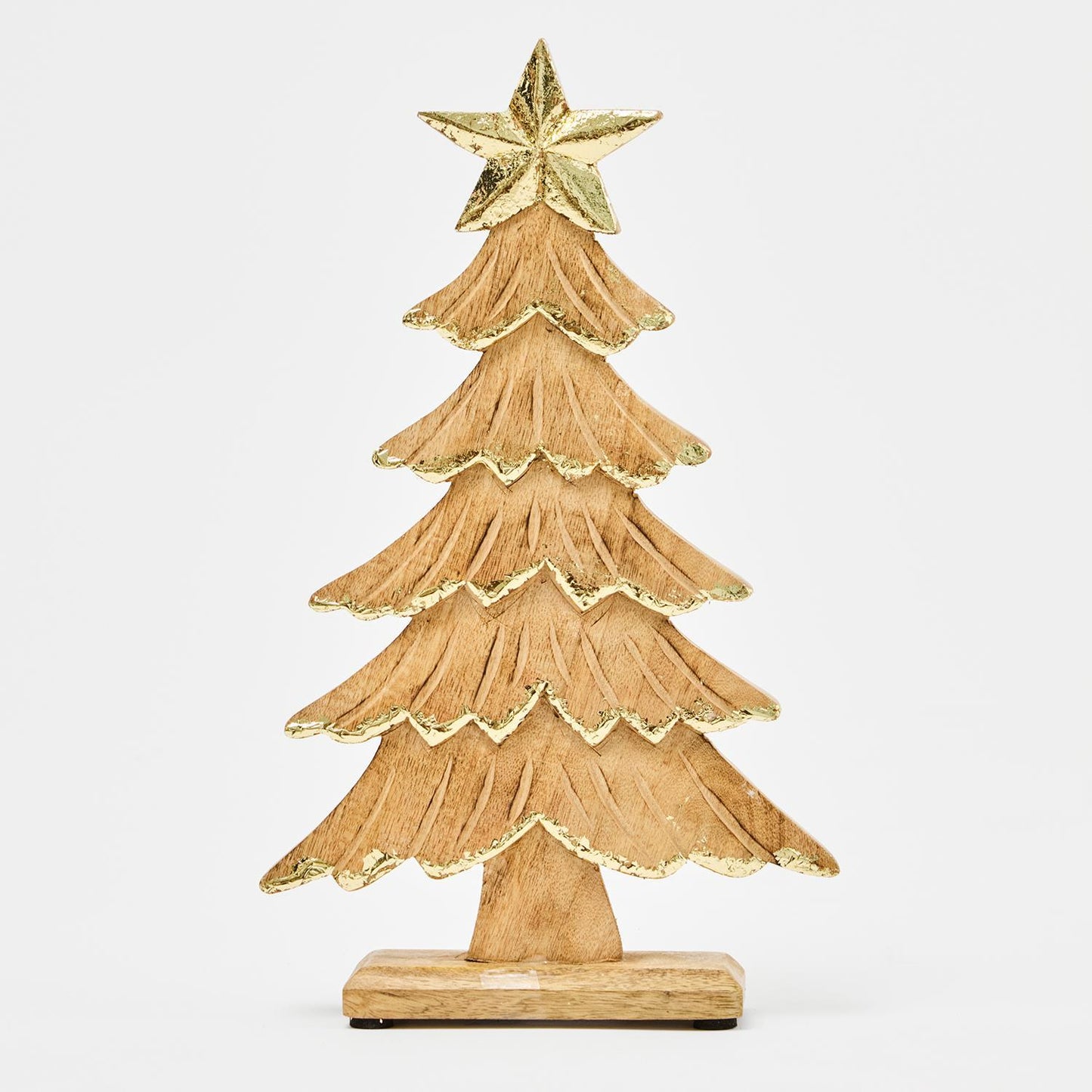 11" Gold-Trimmed Wooden Christmas Tree