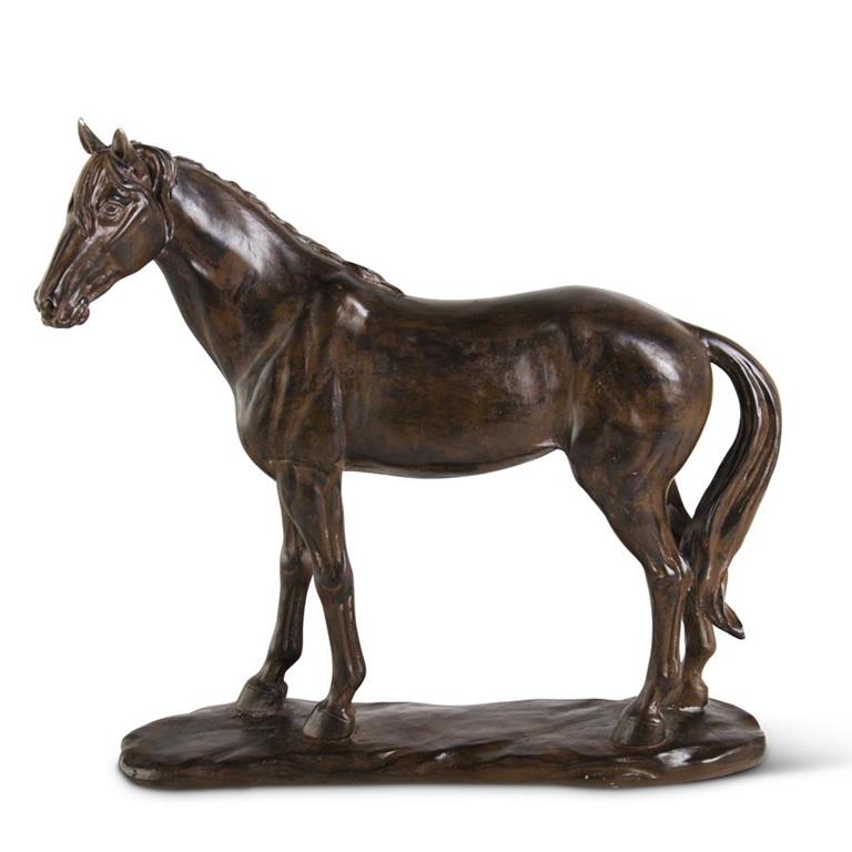 Brown Horse Figurine with Bronze Finish – 13.5"