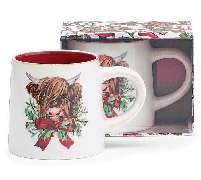 Highland Cow Christmas Mug in Gift Box