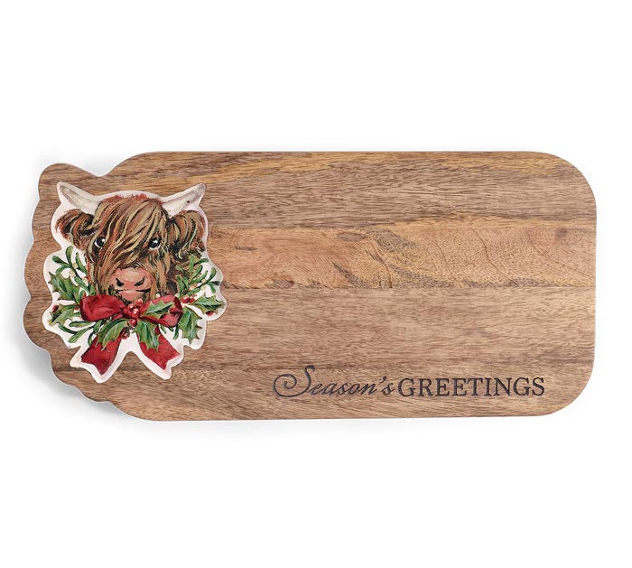 Season’s Greetings Highland Cow Serving Board