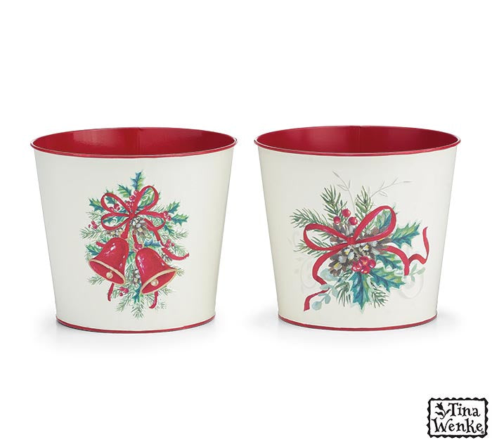 Vintage Christmas Poinsettia Pot Cover