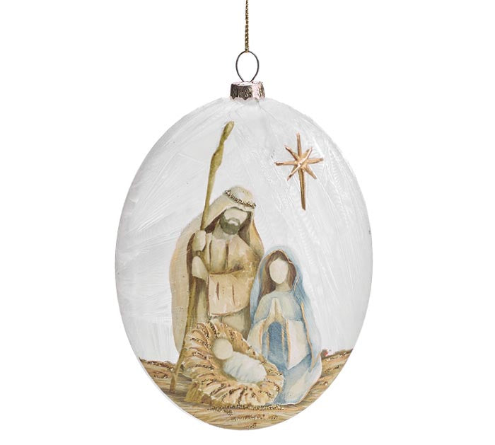 4.5" Holy Family Glass Ornament