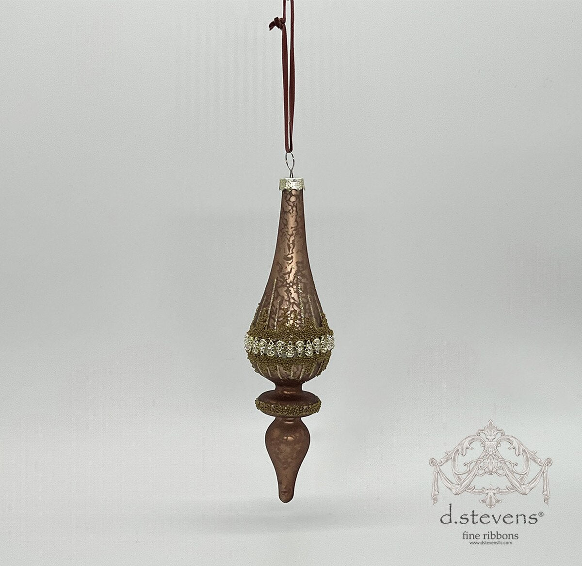 8.5" Mercury Glass Glitter Finial Ornament – Bronze