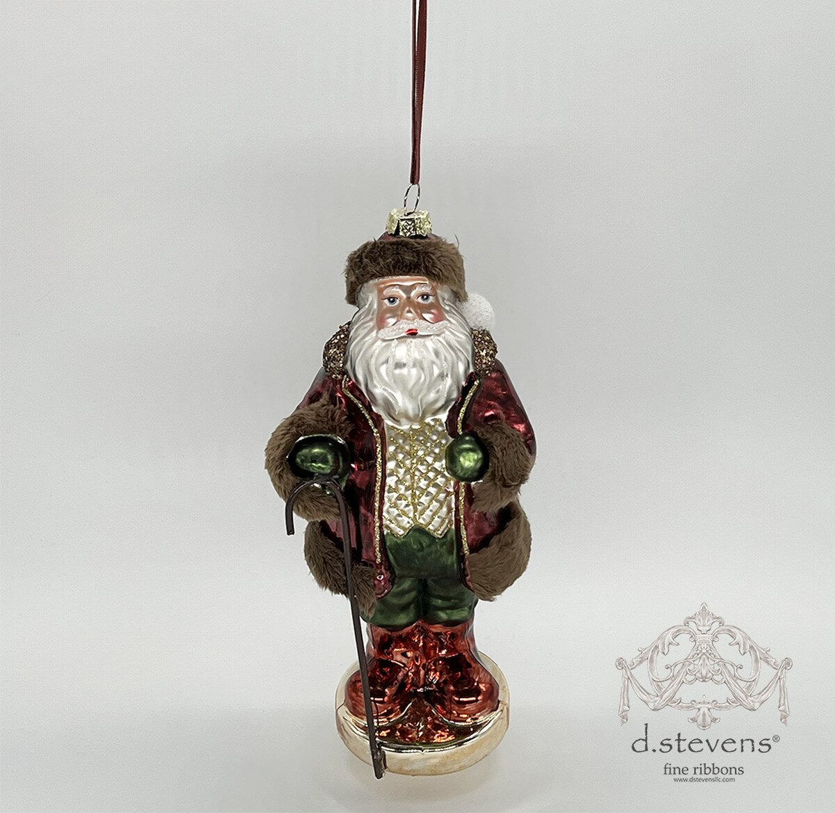 8.875" Glass St. Nick with Fur-Trimmed Coat Ornament