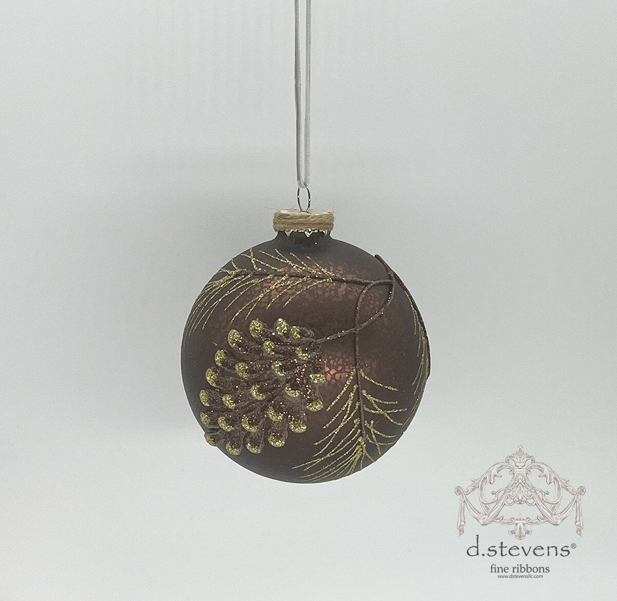 100mm Glass Pinecone & Branch Ball Ornament