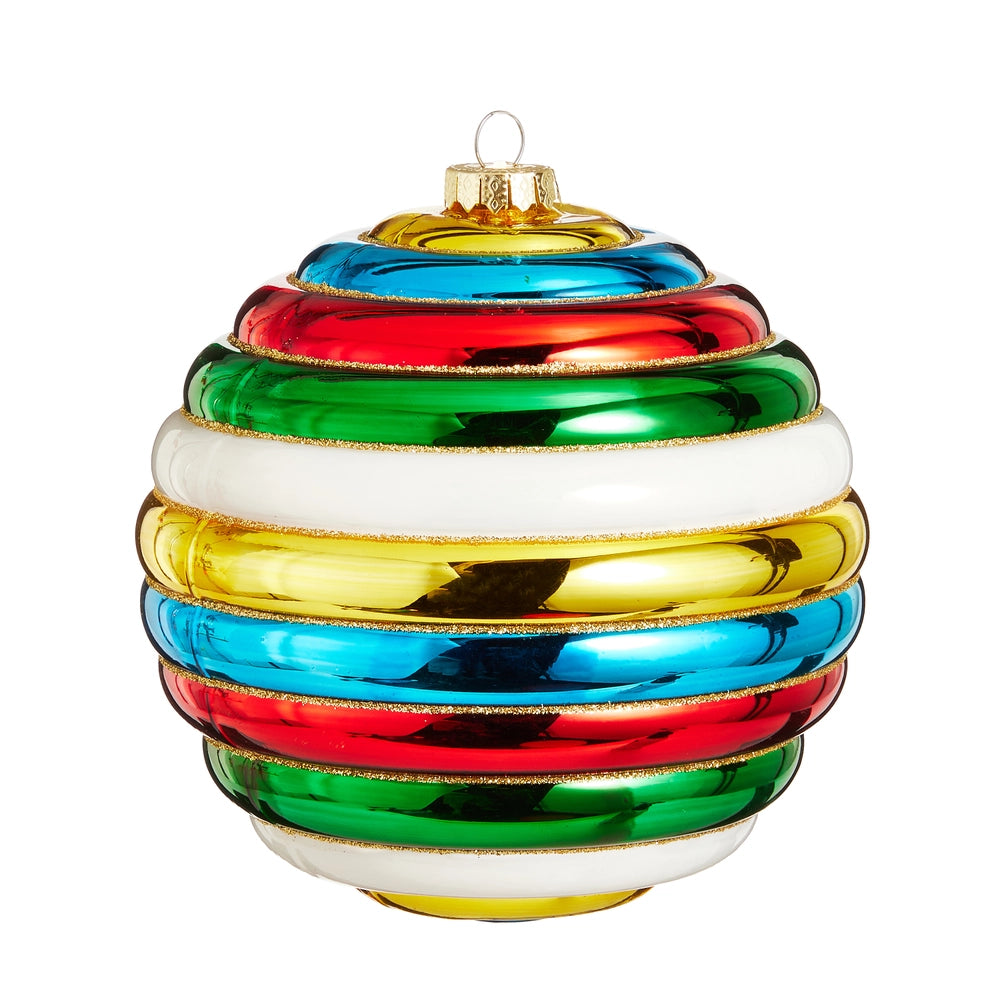 6" Multicolor Stripe Ball Ornament