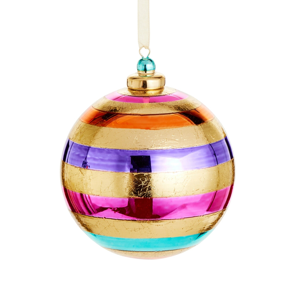 4" Multicolor Stripe Ball Ornament