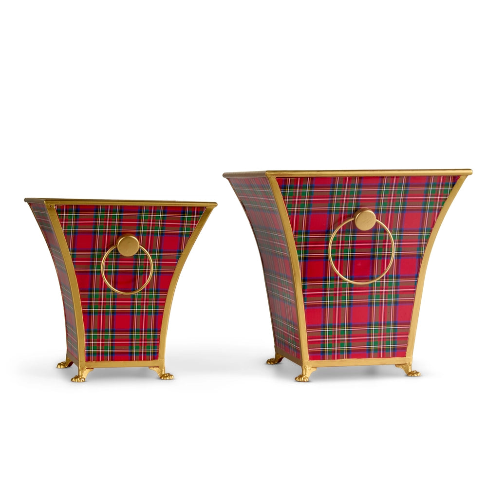12.5" Tartan Plaid Cache Pots – Set of 2