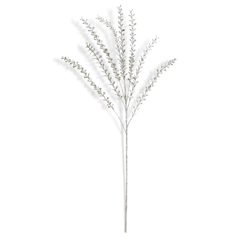 31" Silver Glittered Teardrop Leaf Stem