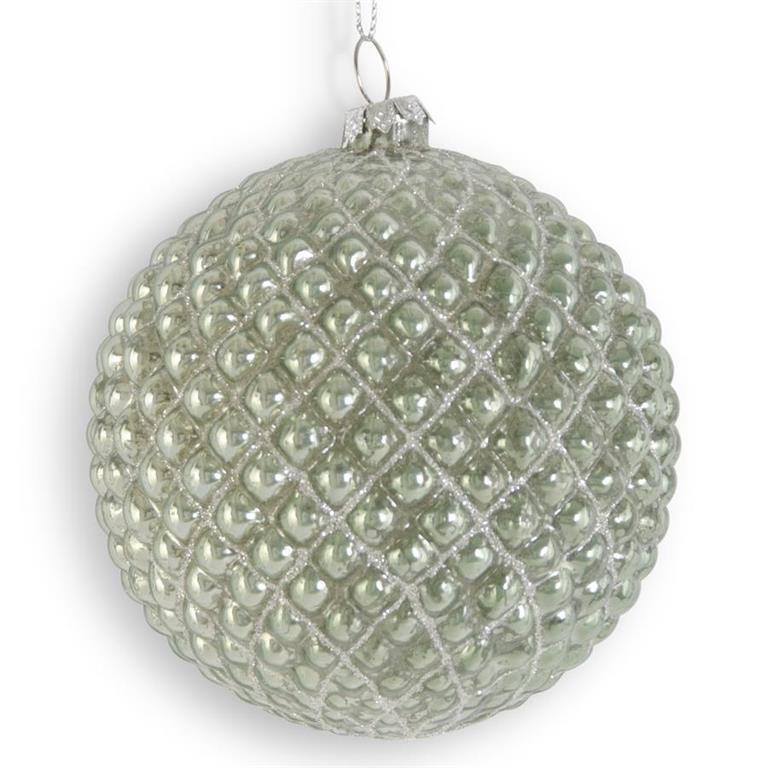 4" Sage Green Mercury Glass Hobnail Ornament
