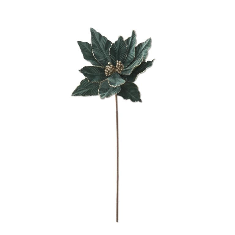 20" Dusty Green Velvet Poinsettia Stem