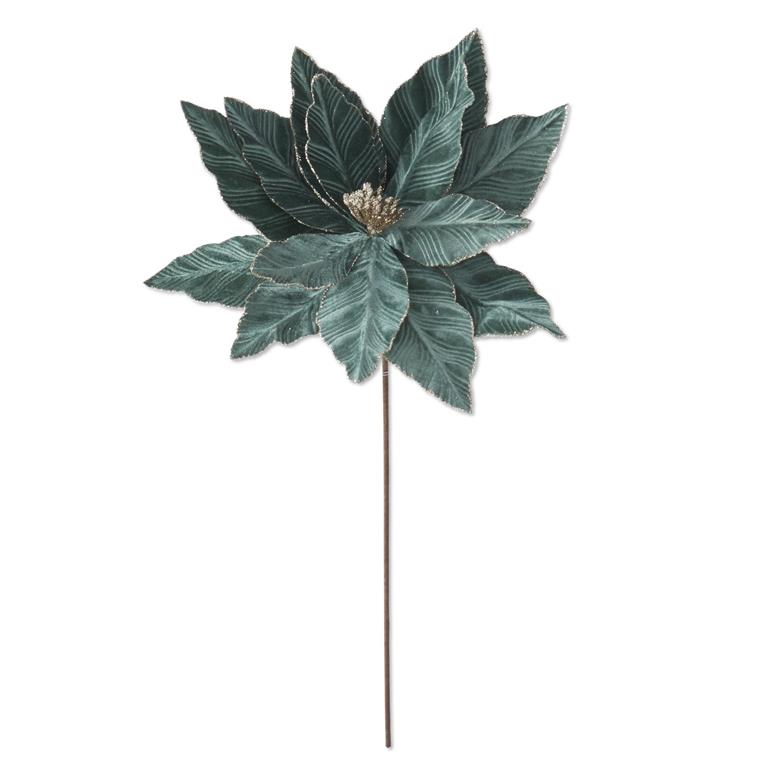 22" Dusty Green Velvet Poinsettia Stem