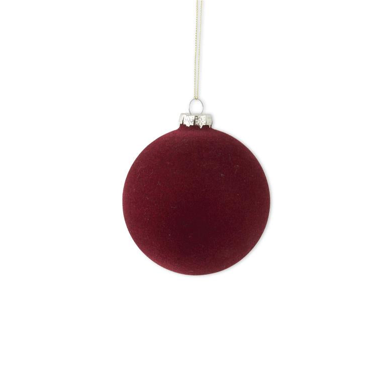 5" Glass Burgundy Velvet Ball Ornament