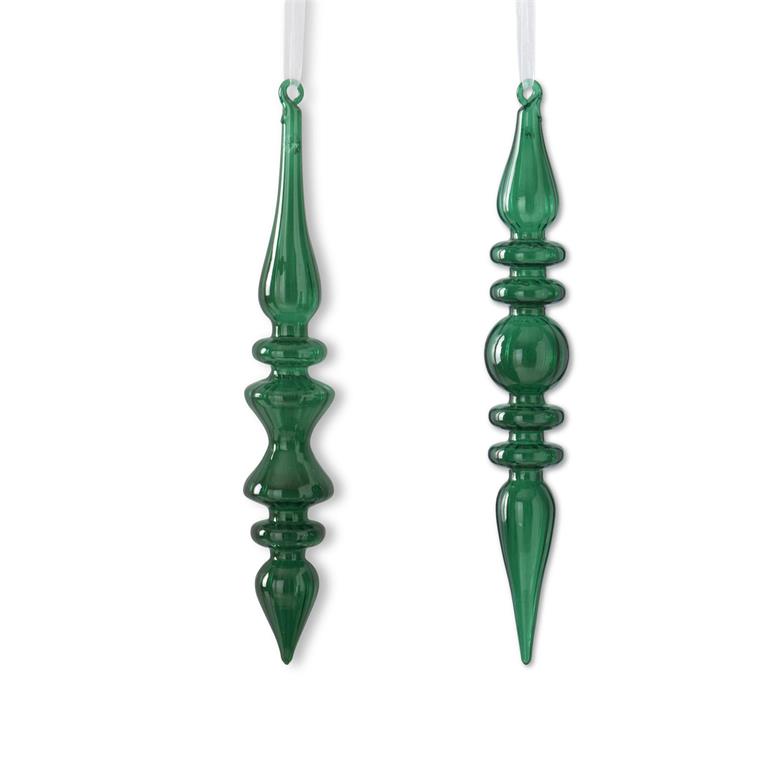 Glass Green Finial Ornaments – Sold Separately