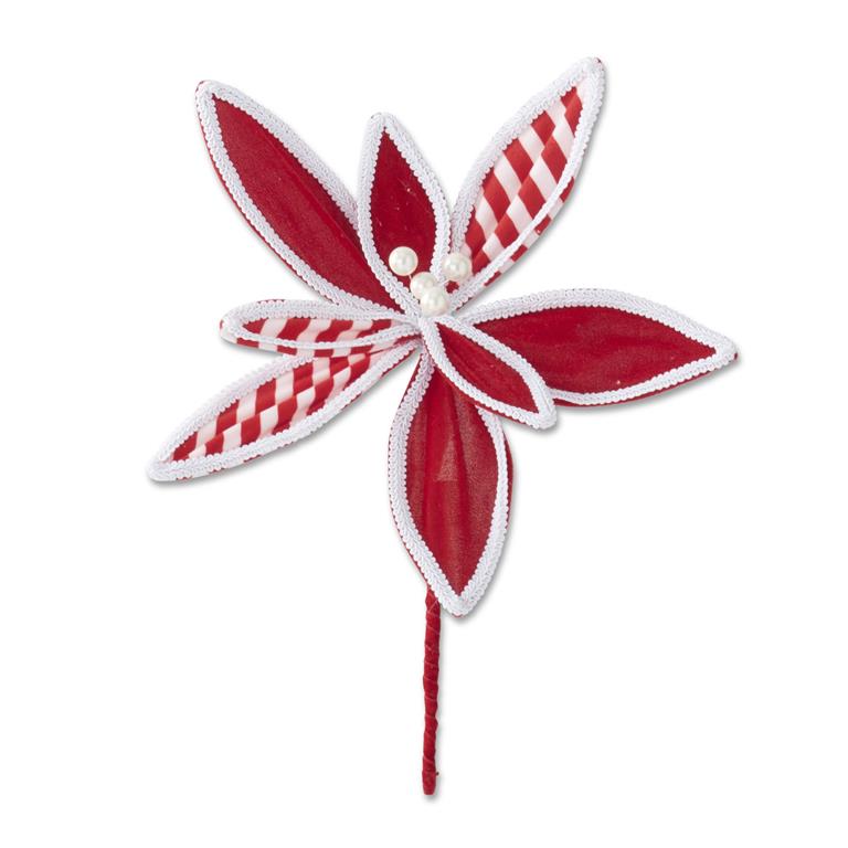 17" Peppermint Stripe Floral Pick