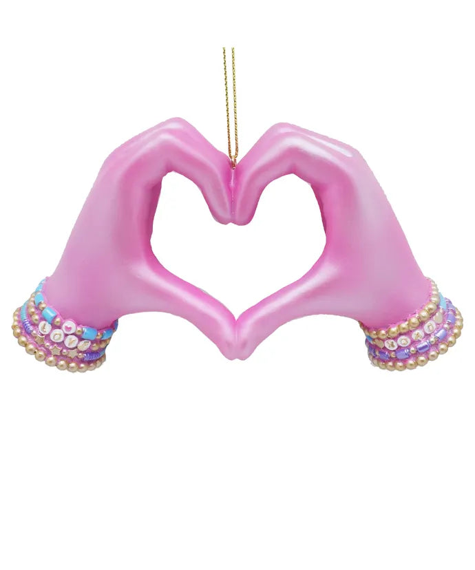 Pink Electroplated Heart Hands Ornament – 5"