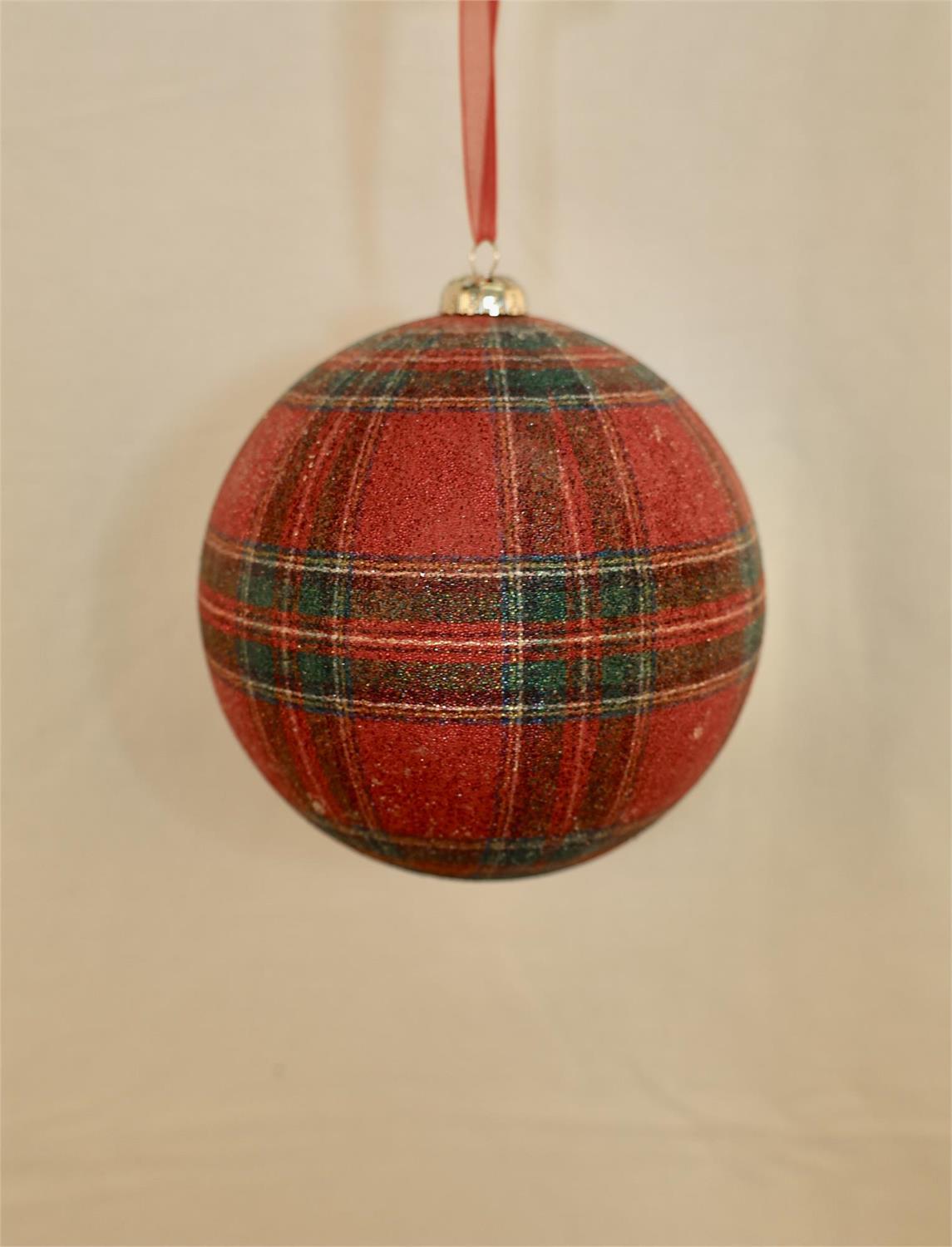 120mm Red & Green Plaid Decoupage Ornament