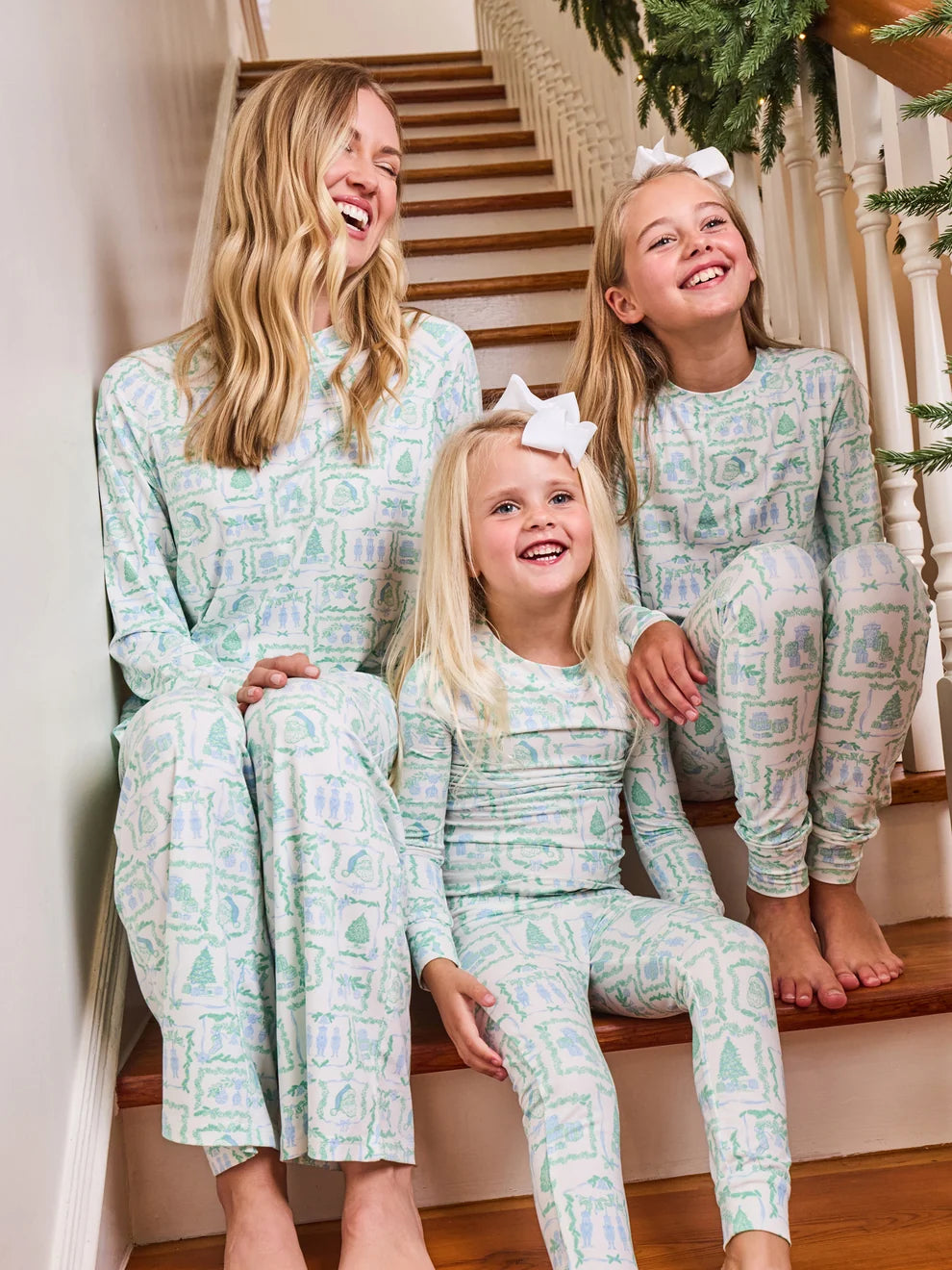 Annie Kids Pajama Set – Yuletide Vignettes Blue | Mary Square
