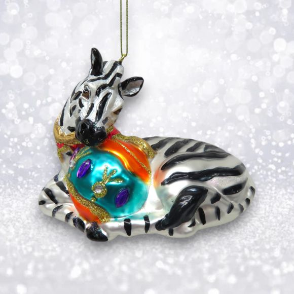Zebra with Ornament Ornament