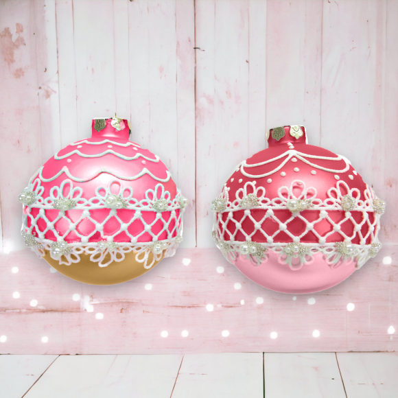 Pink Lace Ball Ornament – Sold Separately
