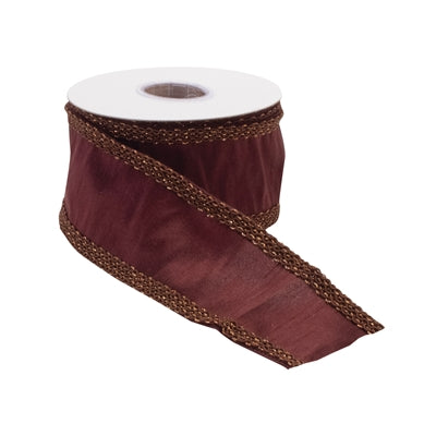 Merlot Glitter Trim Ribbon - 2” x 5 Yards