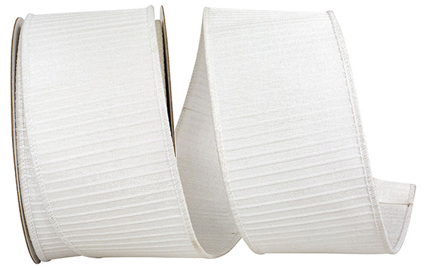 Pleated Metallic White Ribbon – 2.5" x 10 Yards