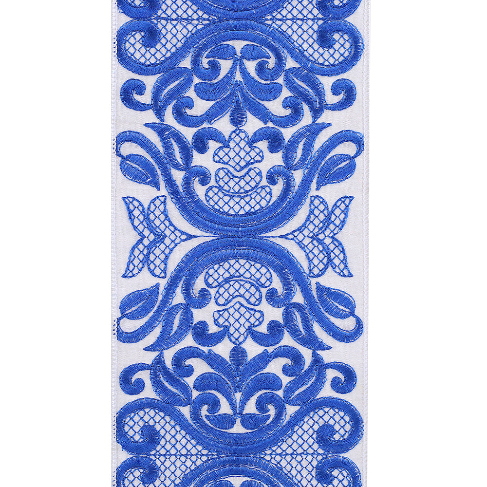 Royal Blue Scroll Work Ribbon – 4" x 10 Yards