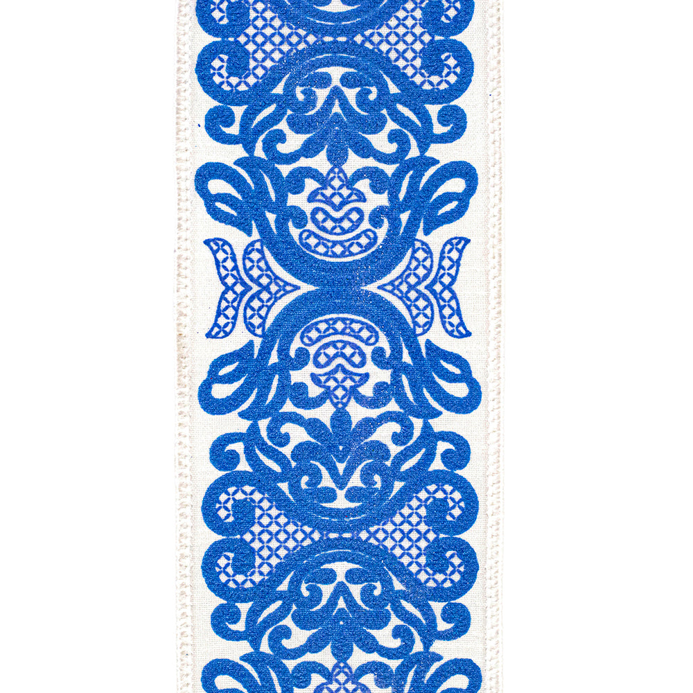Royal Blue Scrollwork Ribbon – 2.5" x 10 Yards
