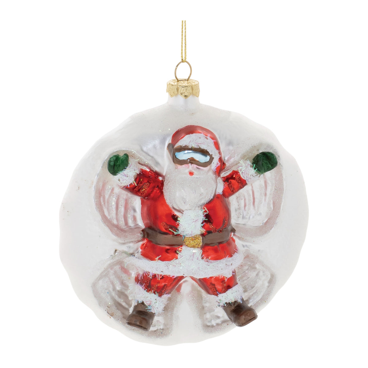 Santa’s Snow Day Glass Ornament – 4"