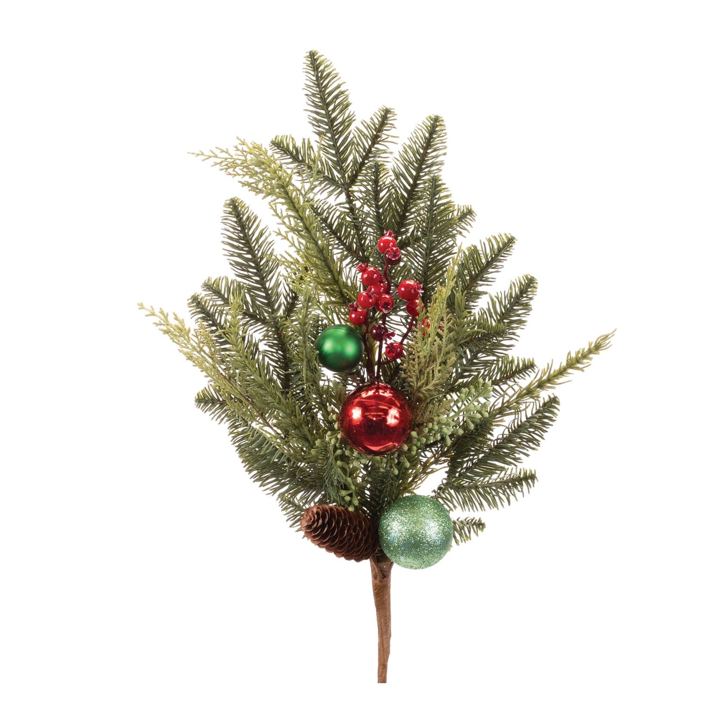 Holiday Pine & Ornament Spray – 33"