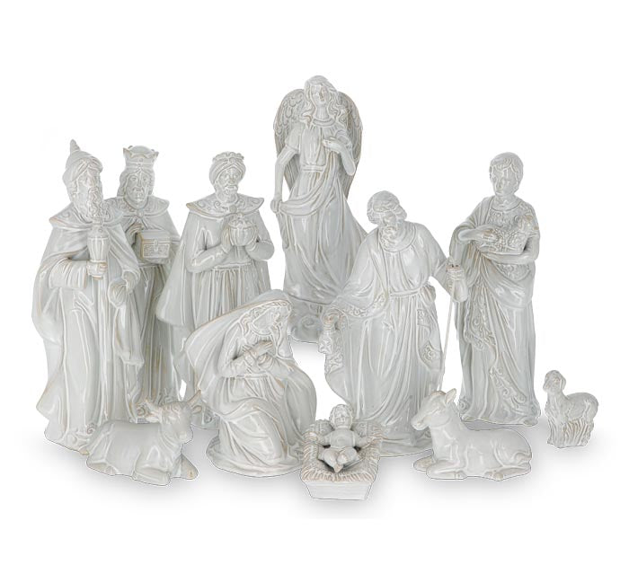 11-Piece White Porcelain Nativity Set