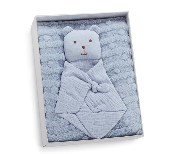 Blue Bear Baby Blanket & Towel Gift Set