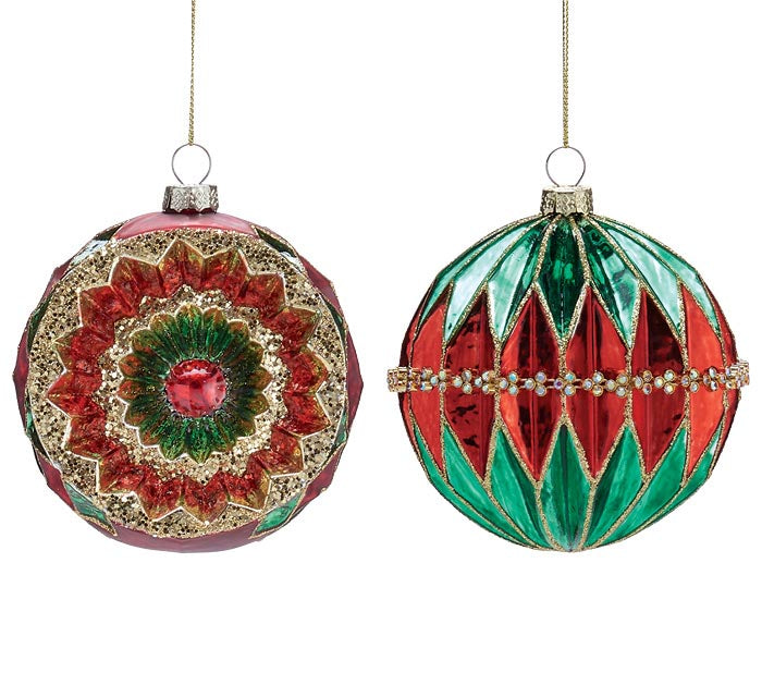 Regal Red & Green Glass Ball Ornaments
