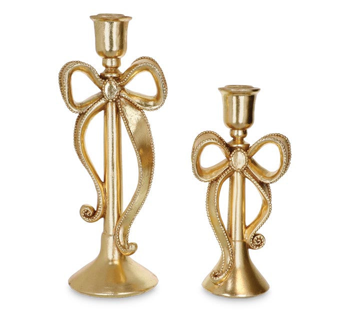 Gold Bow Candle Holders