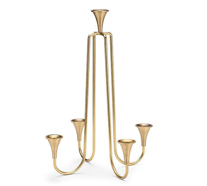 Gold Five-Taper Candleholder Display – 19"