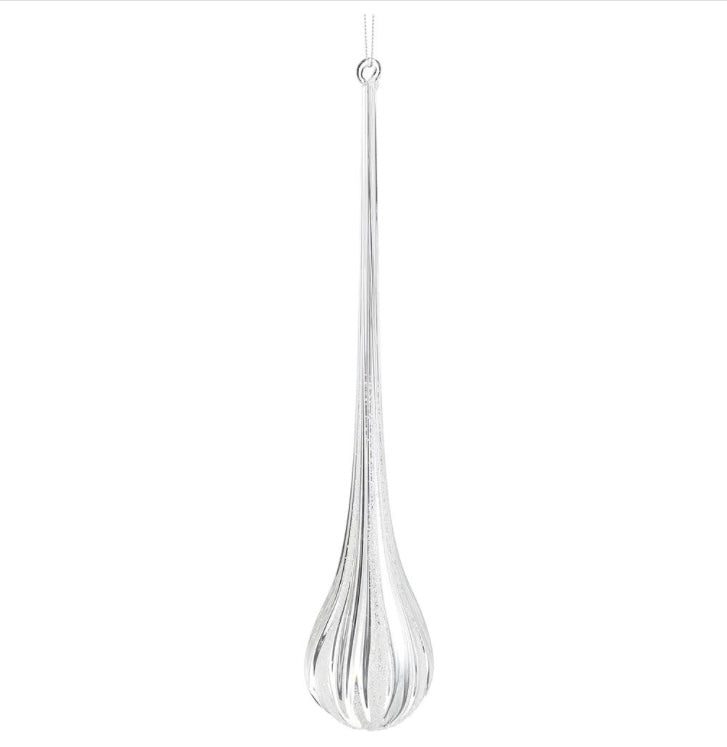 12” Beaded Teardrop Ornament – Clear