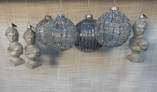 Silver & Sculpted Ornament Bundle (7 pcs)