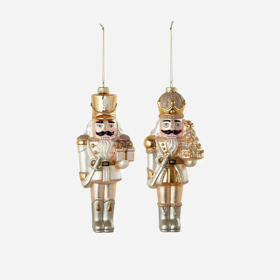 Gold & White Nutcracker Ornament – 8.5" (Each Sold Separately)