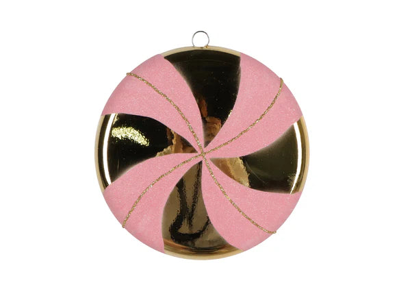 Pink & Gold Peppermint Ornament – 6"