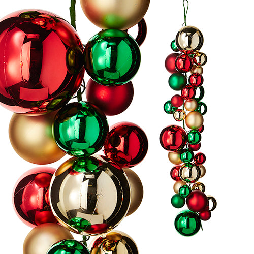 4' Red, Green & Gold Ball Garland