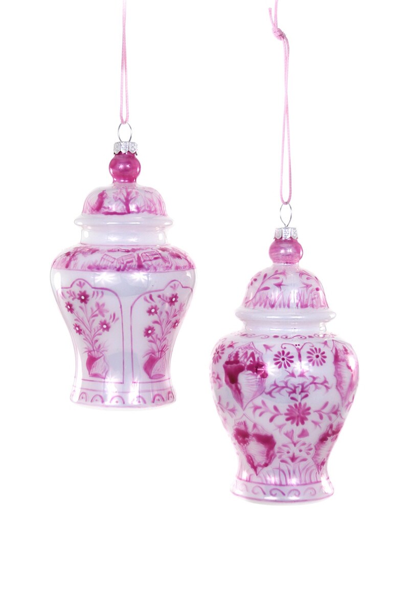 Pink & White Ginger Jar Ornaments
